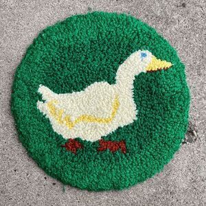 VTG Punch Needle Duck Rug Wall Art or Mat, Handmade Charm 13"